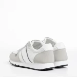 Pantofi sport barbati albi cu gri din material textil Lorenzo