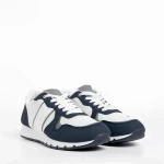 Pantofi sport barbati albi cu albastru din material textil Lorenzo