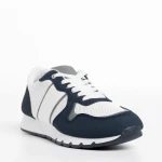 Pantofi sport barbati albi cu albastru din material textil Lorenzo