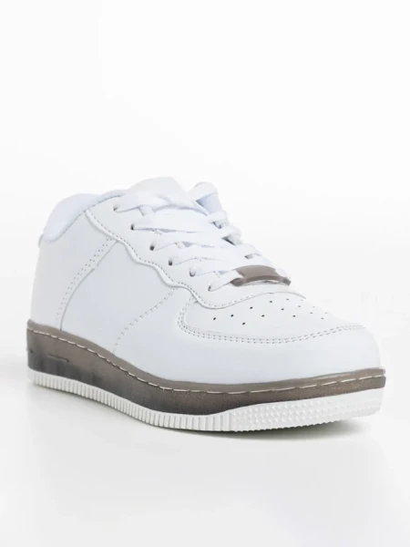 Pantofi sport copii albi cu negru din piele ecologica Carsyn