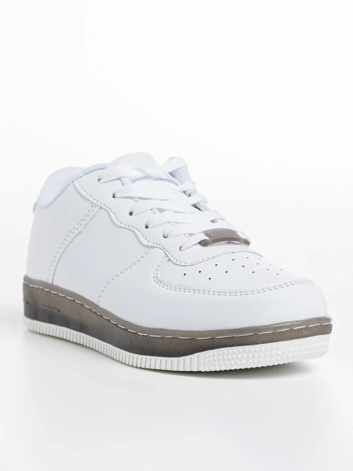 Pantofi sport copii albi cu negru din piele ecologica Carsyn