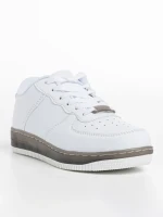 Pantofi sport copii albi cu negru din piele ecologica Carsyn