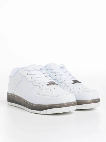 Pantofi sport copii albi cu negru din piele ecologica Carsyn