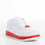 Pantofi sport copii albi cu rosu din piele ecologica Carsyn
