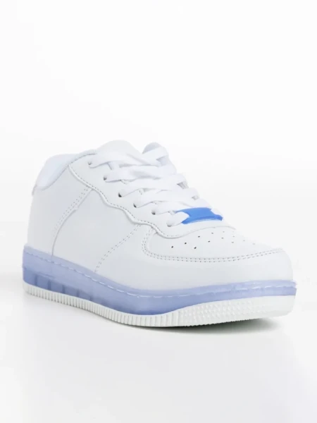 Pantofi sport copii albi cu albastru din piele ecologica Carsyn