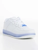 Pantofi sport copii albi cu albastru din piele ecologica Carsyn
