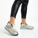 Pantofi sport dama aurii din piele ecologica si material textil Dottie