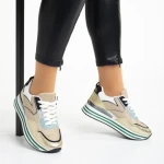 Pantofi sport dama aurii din piele ecologica si material textil Dottie