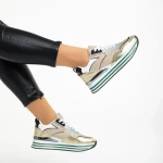 Pantofi sport dama aurii din piele ecologica si material textil Dottie