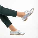 Pantofi dama argintii din piele ecologica lacuita Mitra