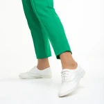 Pantofi casual dama albi din material textil Fadia