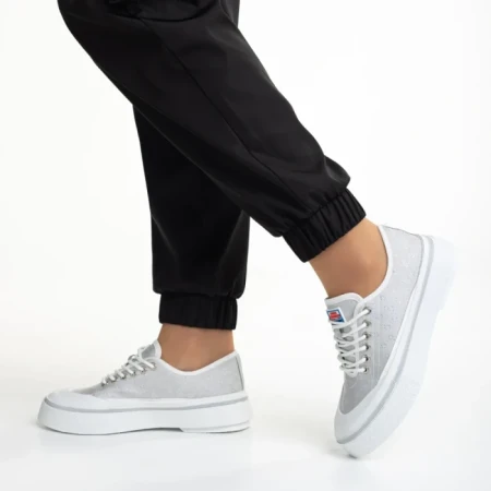 Tenisi dama gri din material textil Dariana