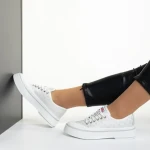 Tenisi dama albi din material textil Dariana