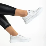 Tenisi dama albi din material textil Dariana