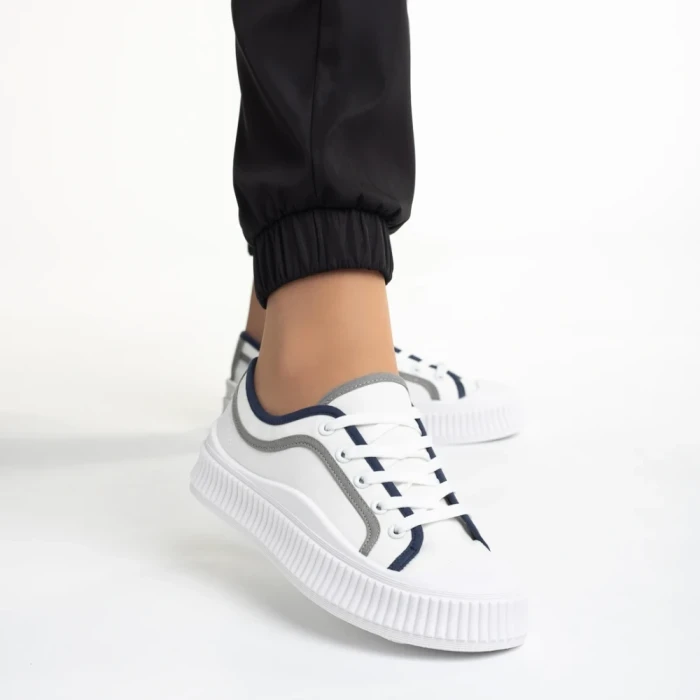 Tenisi dama albi din material textil Malaya