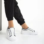 Tenisi dama albi din material textil Malaya