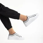 Tenisi dama albi din material textil Malaya