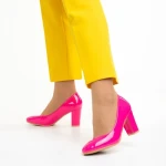 Pantofi dama cu toc fucsia din piele ecologica Crenta