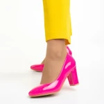 Pantofi dama cu toc fucsia din piele ecologica Crenta