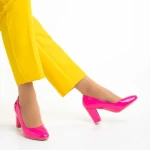 Pantofi dama cu toc fucsia din piele ecologica Crenta