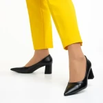 Pantofi dama negri din piele ecologica cu toc Amarilis