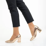 Pantofi dama roz din piele ecologica cu toc Mirsada