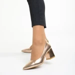 Pantofi dama roz din piele ecologica cu toc Mirsada