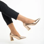 Pantofi dama roz din piele ecologica cu toc Mirsada