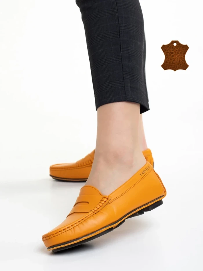 Mocasini dama Carvela portocalii din piele naturala Carmella