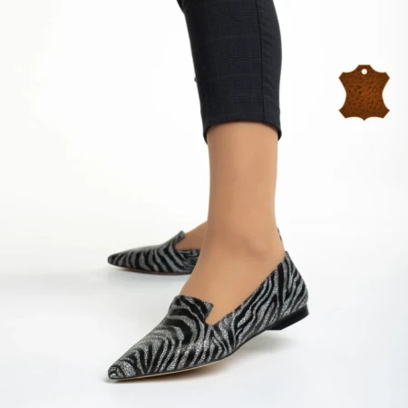 Balerini dama Marco negri din piele naturala Lally