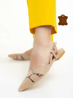 Pantofi dama Marco bej din piele naturala Alfonsina