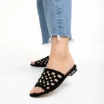 Papuci dama Marco negri din piele naturala Elba