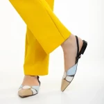 Pantofi dama Marco bej cu albastru din piele naturala Alfonsina