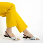 Pantofi dama Marco bej cu albastru din piele naturala Alfonsina