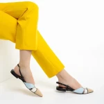 Pantofi dama Marco bej cu albastru din piele naturala Alfonsina