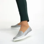 Pantofi dama argintii din piele naturala Tajana