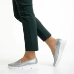 Pantofi dama argintii din piele naturala Tajana