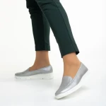 Pantofi dama argintii din piele naturala Tajana