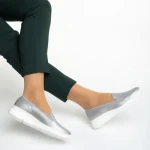 Pantofi dama argintii din piele naturala Tajana