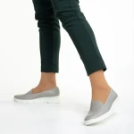 Pantofi dama gri din piele naturala Tajana