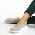 Pantofi dama gri din piele naturala Tajana