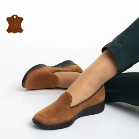 Pantofi dama camel din piele intoarsa Kamala