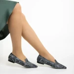 Balerini dama Marco gri cu negru din piele naturala Lally