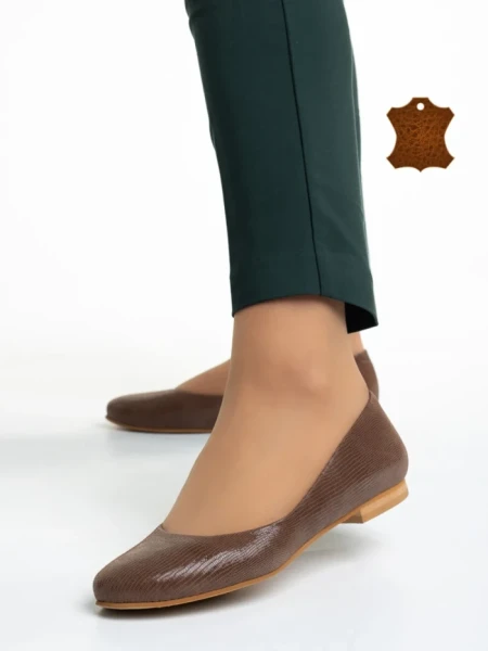 Balerini dama Marco maro din piele naturala Marnie