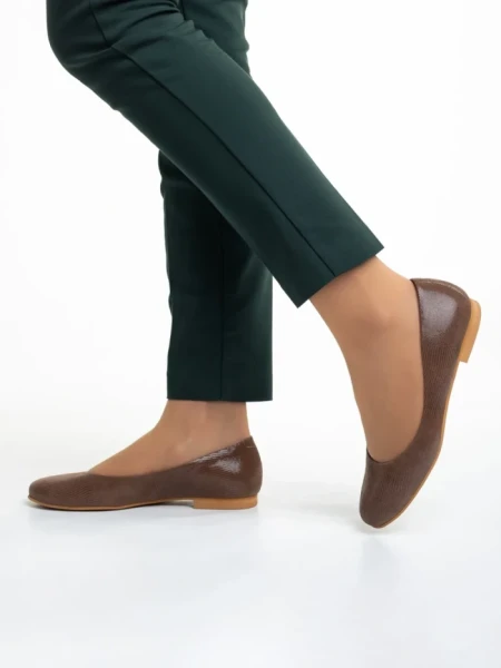 Balerini dama Marco maro din piele naturala Marnie