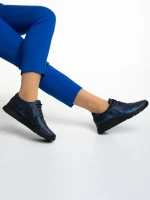Pantofi casual dama albastri din piele naturala Anahita