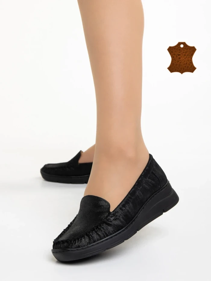 Mocasini dama negri din piele naturala Zofia