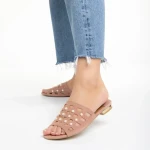 Papuci dama Marco roz din piele naturala Elba