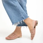 Papuci dama Marco roz din piele naturala Elba