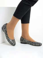 Balerini dama Marco bej cu negru din piele naturala Marnie